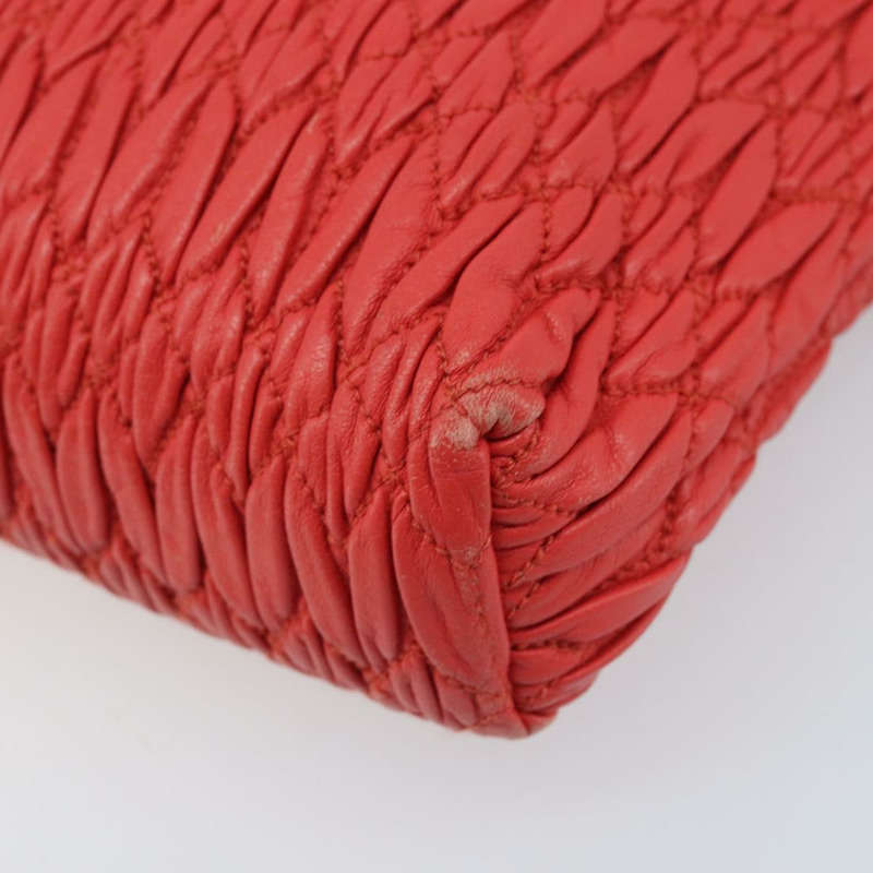 【日本直送】Miu Miu Matelasse 單肩包 皮革 2way 紅色金色 Auth LNZ743V-8