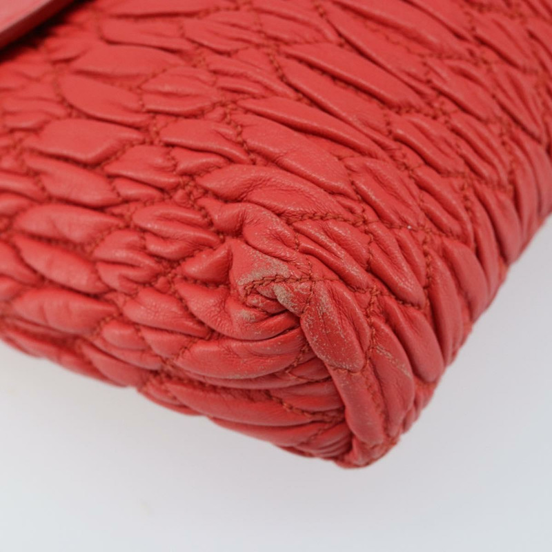 【日本直送】Miu Miu Matelasse 單肩包 皮革 2way 紅色金色 Auth LNZ743V-13
