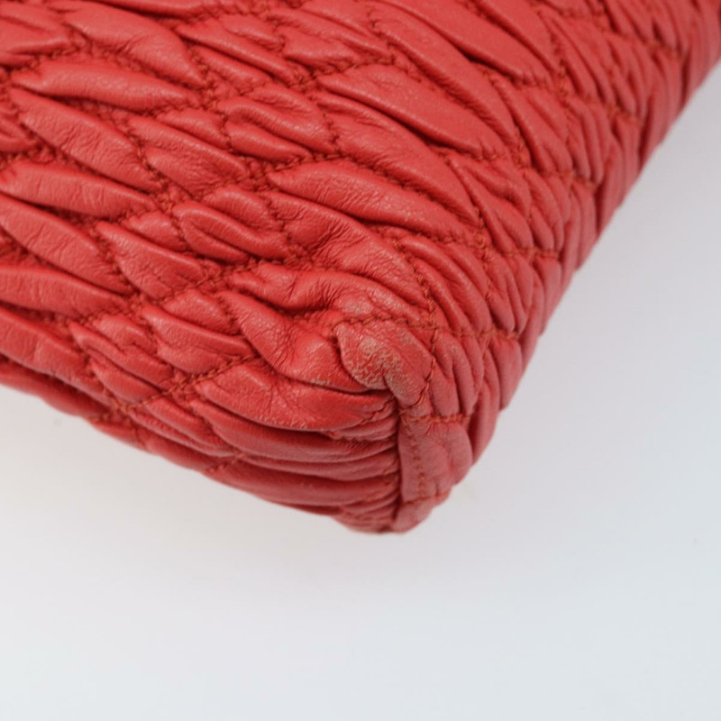 【日本直送】Miu Miu Matelasse 單肩包 皮革 2way 紅色金色 Auth LNZ743V-15