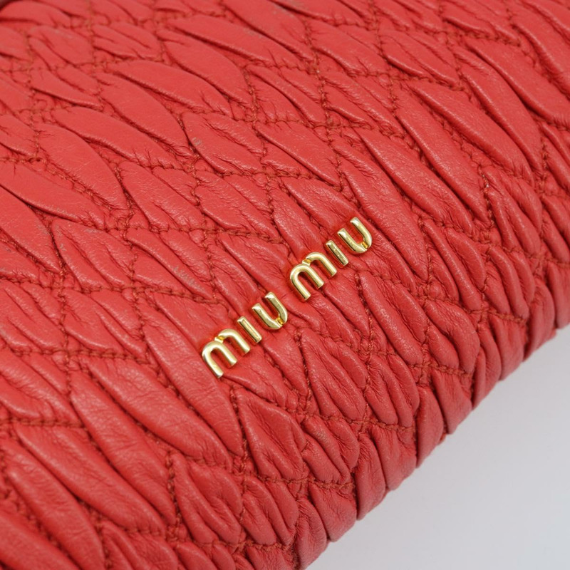 【日本直送】Miu Miu Matelasse 單肩包 皮革 2way 紅色金色 Auth LNZ743V-16
