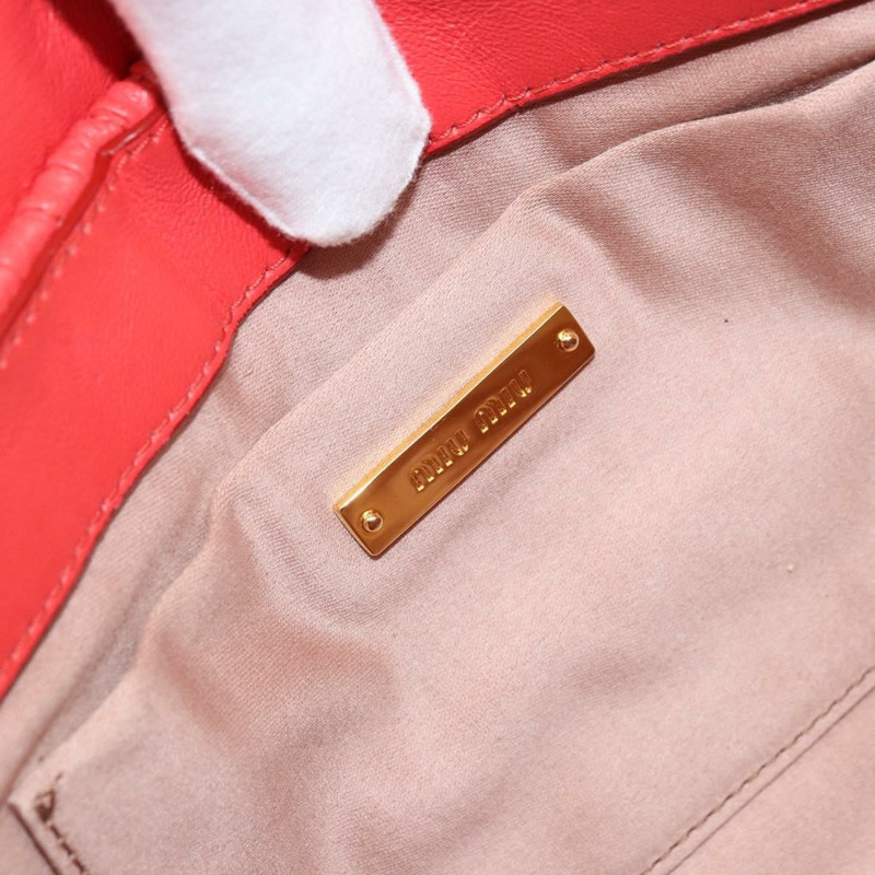【日本直送】Miu Miu Matelasse 單肩包 皮革 2way 紅色金色 Auth LNZ743V-19
