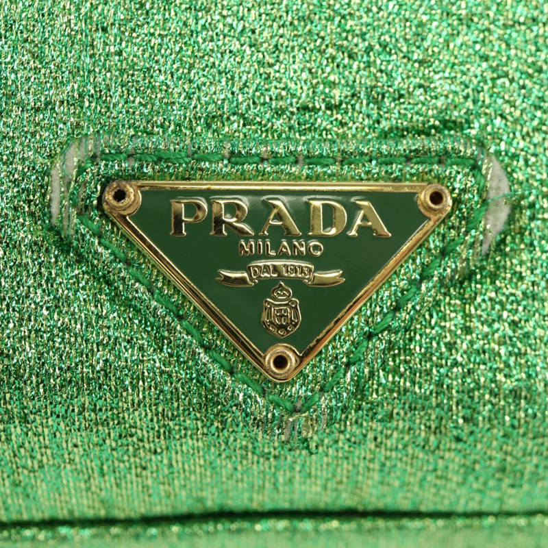 【日本直送】PRADA 鏈條肩背包 帆布 綠色 金色 正品 LNZ744V-18