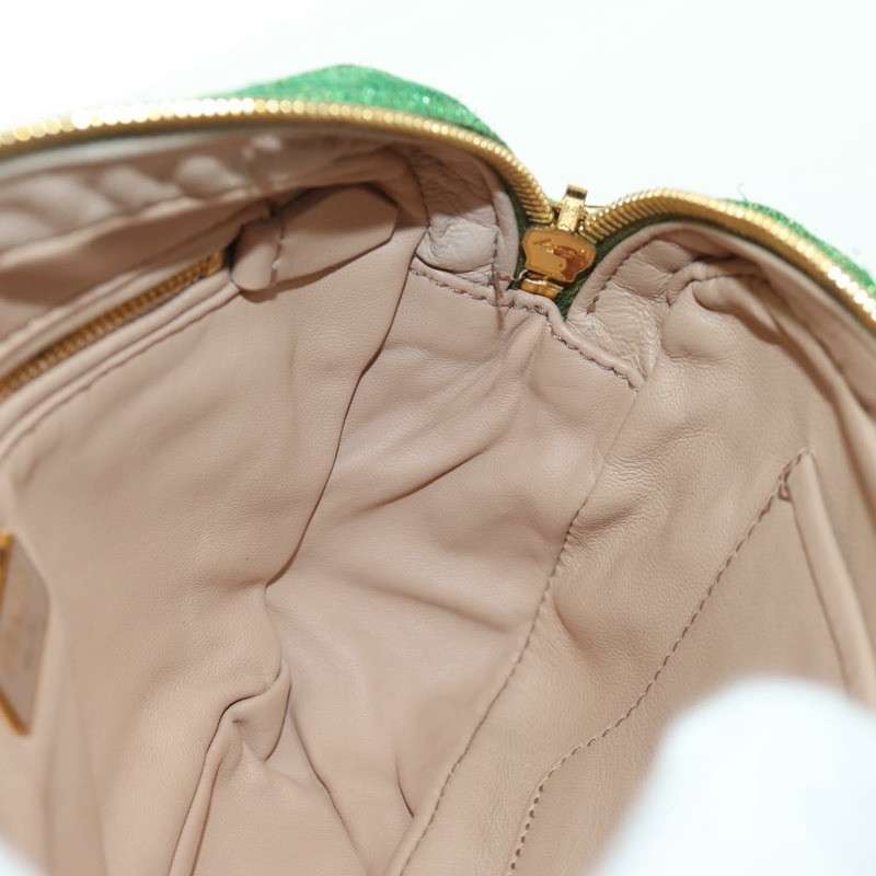 【日本直送】PRADA 鏈條肩背包 帆布 綠色 金色 正品 LNZ744V-21