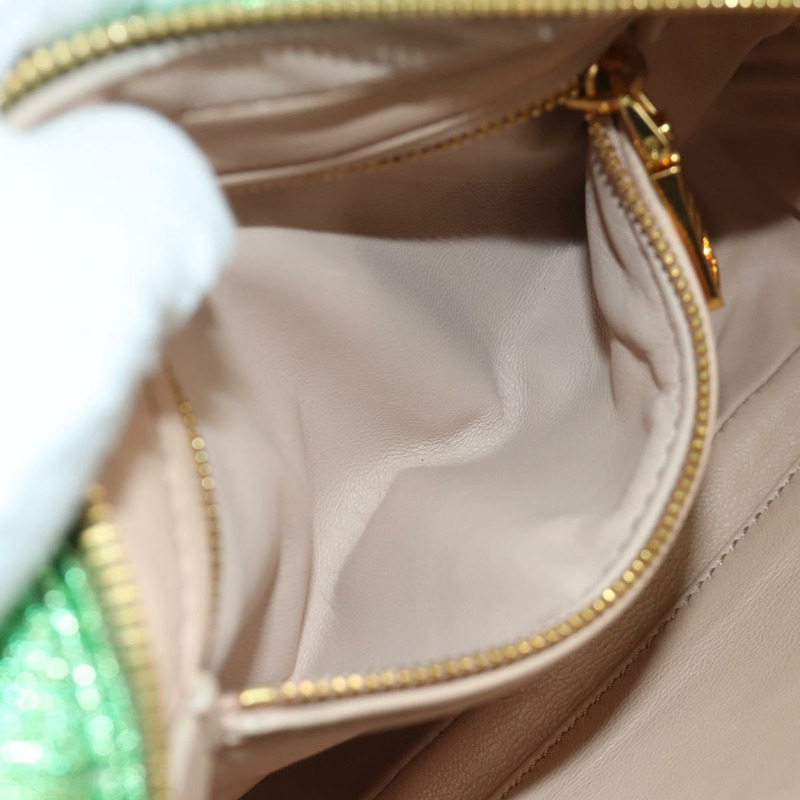 【日本直送】PRADA 鏈條肩背包 帆布 綠色 金色 正品 LNZ744V-24