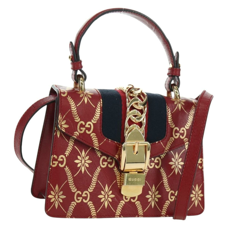 【日本直送】GUCCI Silvi Sherry Line 手袋 皮革 兩用 紅色 金色 470270 正品 LNZ690V-0