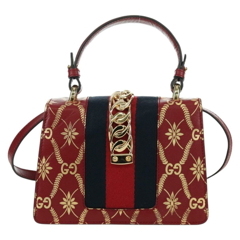 【日本直送】GUCCI Silvi Sherry Line 手袋 皮革 兩用 紅色 金色 470270 正品 LNZ690V-1