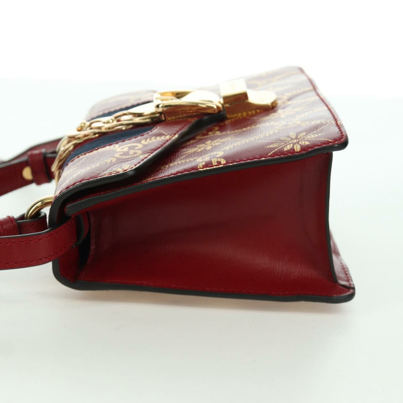 【日本直送】GUCCI Silvi Sherry Line 手袋 皮革 兩用 紅色 金色 470270 正品 LNZ690V-2