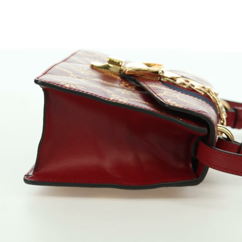 【日本直送】GUCCI Silvi Sherry Line 手袋 皮革 兩用 紅色 金色 470270 正品 LNZ690V-3