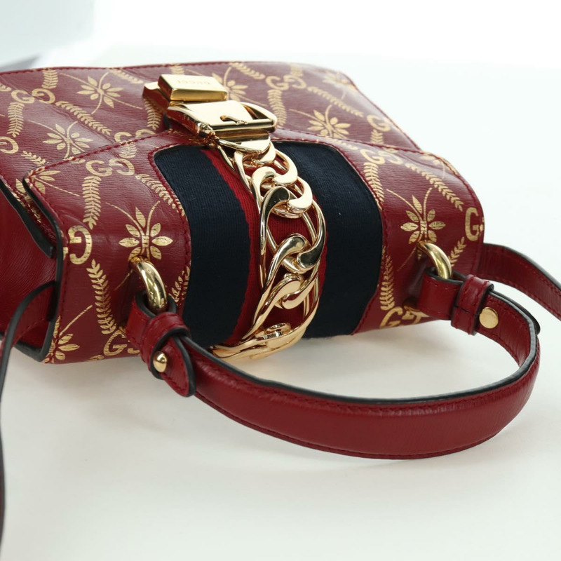 【日本直送】GUCCI Silvi Sherry Line 手袋 皮革 兩用 紅色 金色 470270 正品 LNZ690V-6