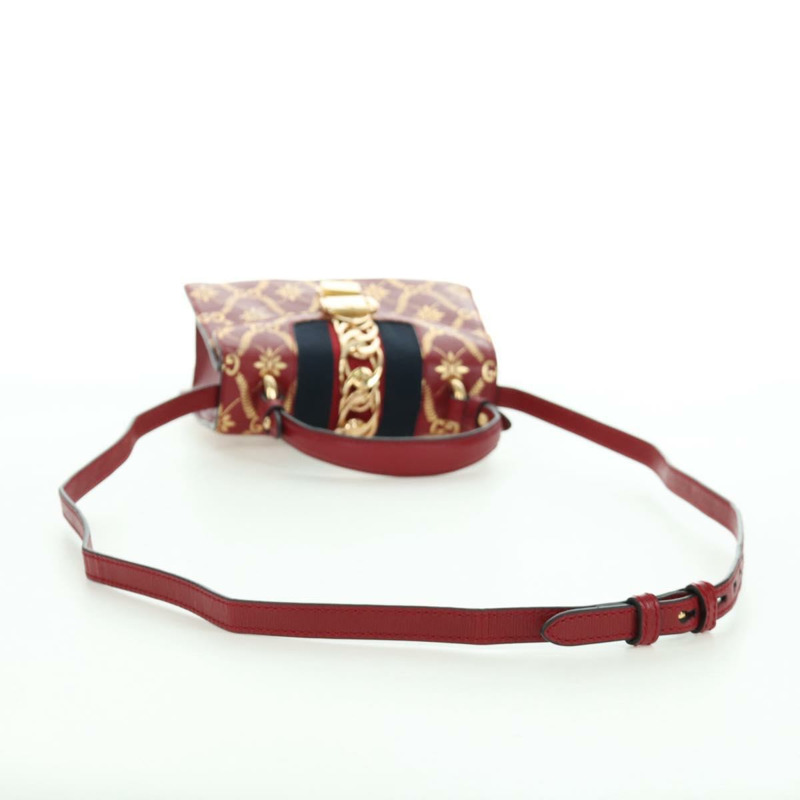 【日本直送】GUCCI Silvi Sherry Line 手袋 皮革 兩用 紅色 金色 470270 正品 LNZ690V-8