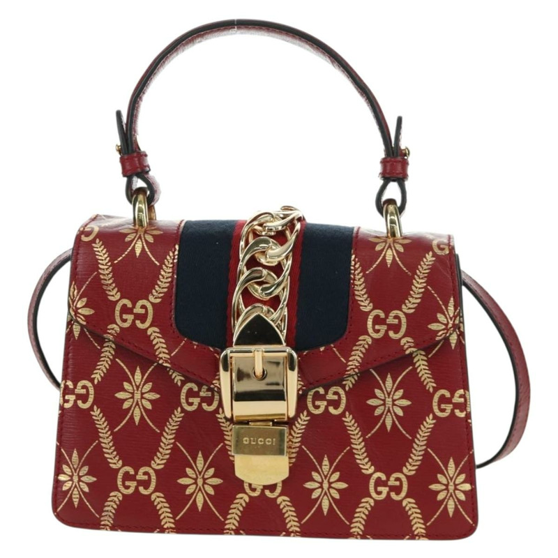 【日本直送】GUCCI Silvi Sherry Line 手袋 皮革 兩用 紅色 金色 470270 正品 LNZ690V-12