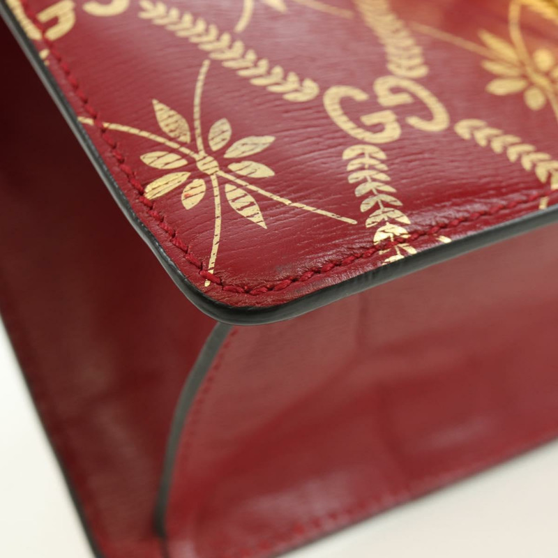 【日本直送】GUCCI Silvi Sherry Line 手袋 皮革 兩用 紅色 金色 470270 正品 LNZ690V-15