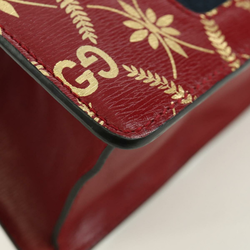 【日本直送】GUCCI Silvi Sherry Line 手袋 皮革 兩用 紅色 金色 470270 正品 LNZ690V-17