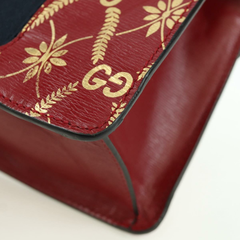 【日本直送】GUCCI Silvi Sherry Line 手袋 皮革 兩用 紅色 金色 470270 正品 LNZ690V-18