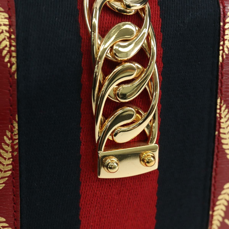 【日本直送】GUCCI Silvi Sherry Line 手袋 皮革 兩用 紅色 金色 470270 正品 LNZ690V-19