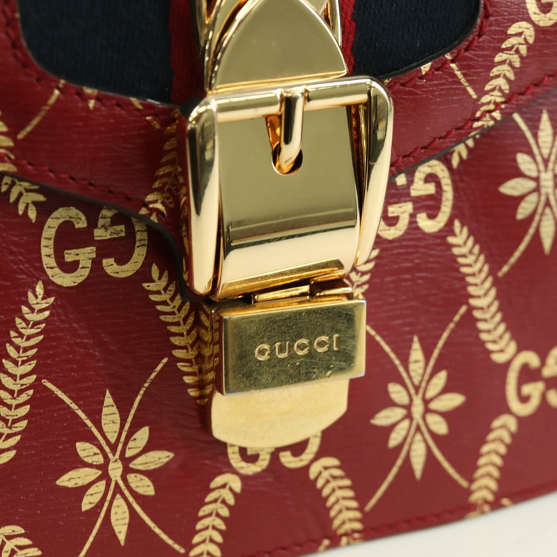 【日本直送】GUCCI Silvi Sherry Line 手袋 皮革 兩用 紅色 金色 470270 正品 LNZ690V-20