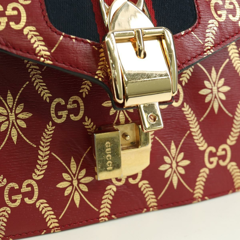 【日本直送】GUCCI Silvi Sherry Line 手袋 皮革 兩用 紅色 金色 470270 正品 LNZ690V-21