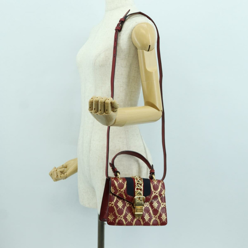 【日本直送】GUCCI Silvi Sherry Line 手袋 皮革 兩用 紅色 金色 470270 正品 LNZ690V-28