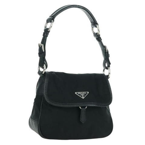 PRADA 尼龍手提包 黑色 銀色 BR2120 正品 am11021V