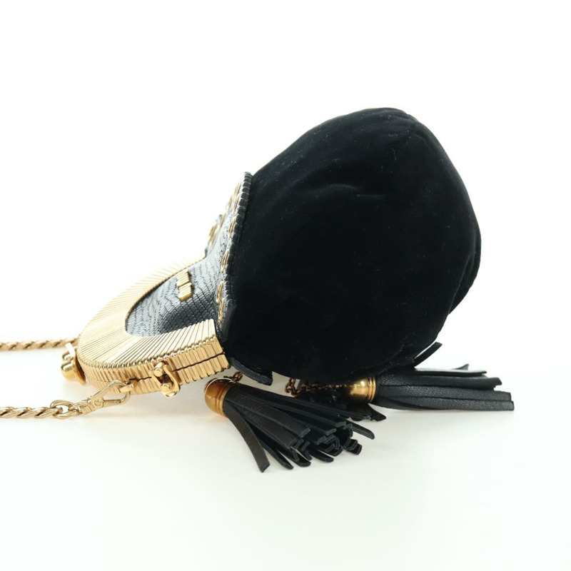 【日本直送】Miu Miu 鏈條單肩包 絲絨 黑色 金色 正品 ARZ685V-3