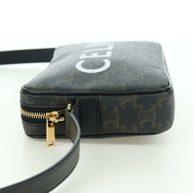 【日本直送】CELINE Triomphe 中型斜背包/肩背包 PVC 黑色金色 正品 ARZ678SAM-2