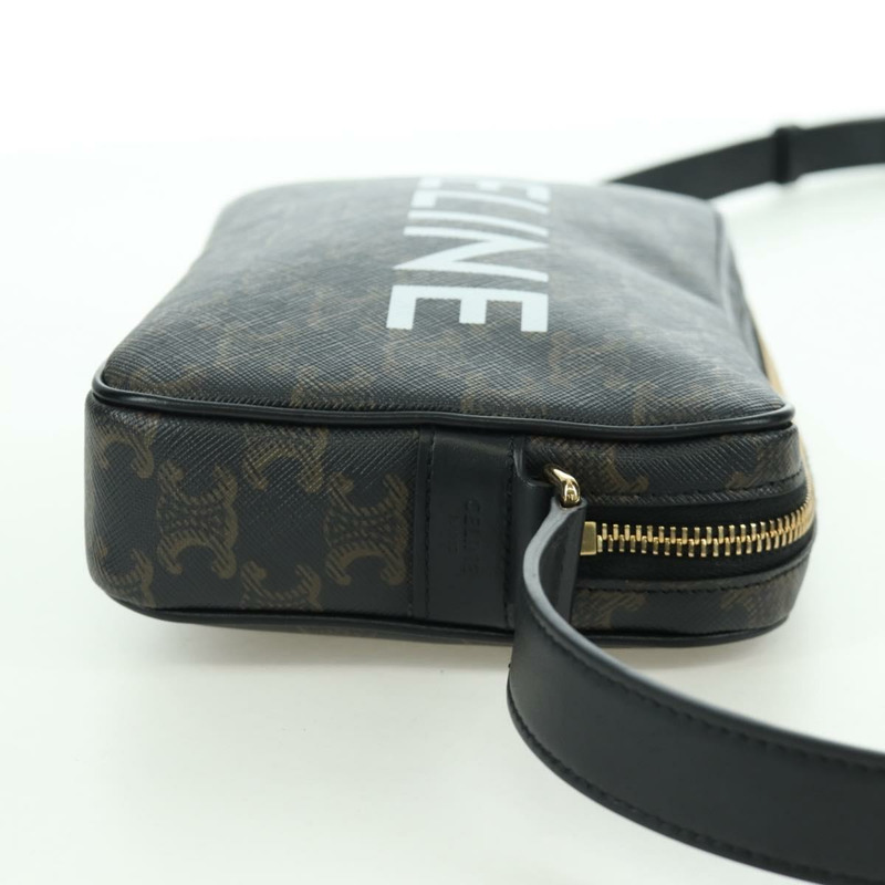 【日本直送】CELINE Triomphe 中型斜背包/肩背包 PVC 黑色金色 正品 ARZ678SAM-3