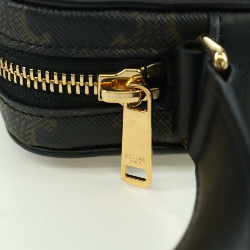 【日本直送】CELINE Triomphe 中型斜背包/肩背包 PVC 黑色金色 正品 ARZ678SAM-8