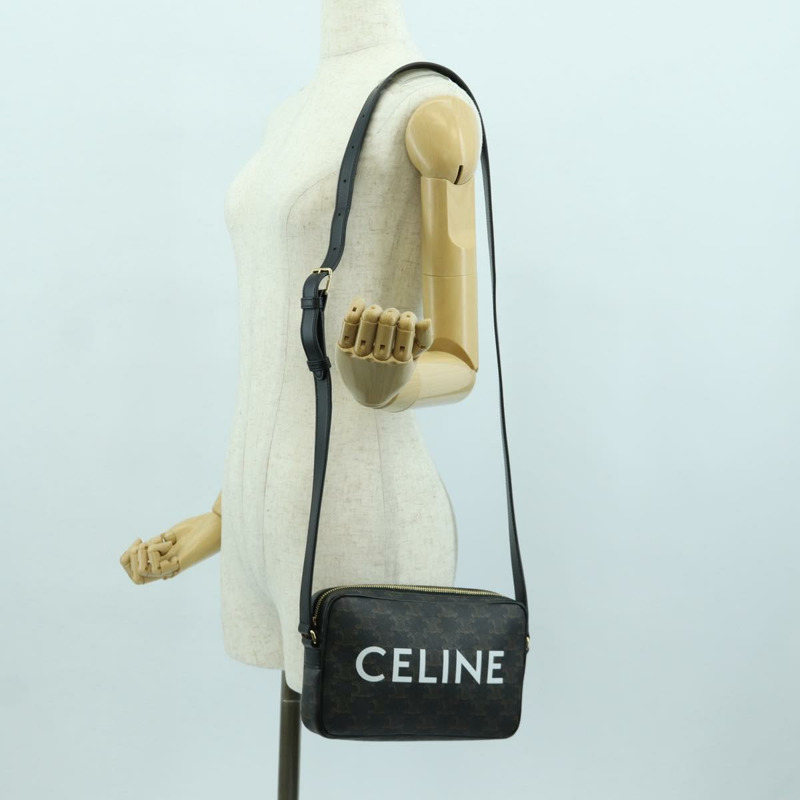 【日本直送】CELINE Triomphe 中型斜背包/肩背包 PVC 黑色金色 正品 ARZ678SAM-24
