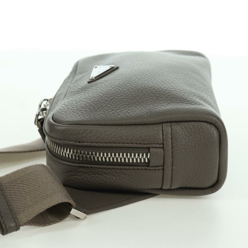 【日本直送】PRADA Vitterodino 肩背包，皮革，灰色/銀色，2VH184，正品 ARZ688SAM-2