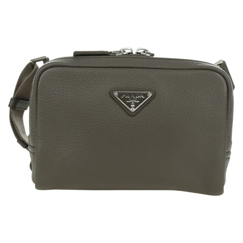 【日本直送】PRADA Vitterodino 肩背包，皮革，灰色/銀色，2VH184，正品 ARZ688SAM-12