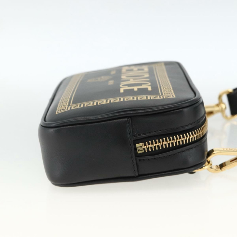 【日本直送】FENDI Versace 聯名背包，黑色金色皮革，正品 ka3101V-3