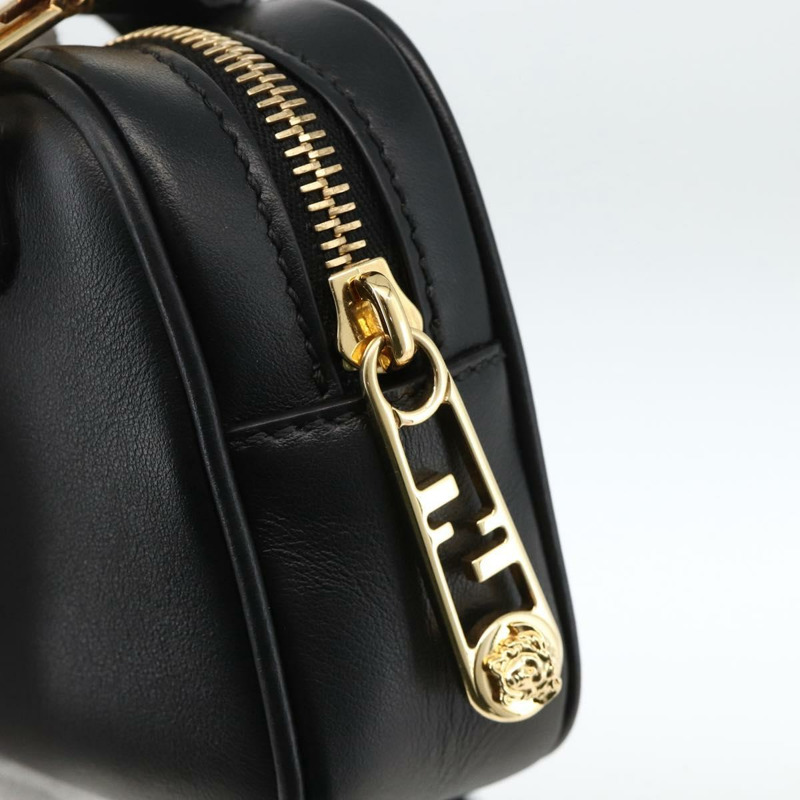 【日本直送】FENDI Versace 聯名背包，黑色金色皮革，正品 ka3101V-8