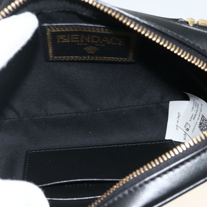 【日本直送】FENDI Versace 聯名背包，黑色金色皮革，正品 ka3101V-9
