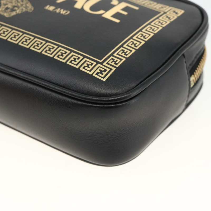 【日本直送】FENDI Versace 聯名背包，黑色金色皮革，正品 ka3101V-13