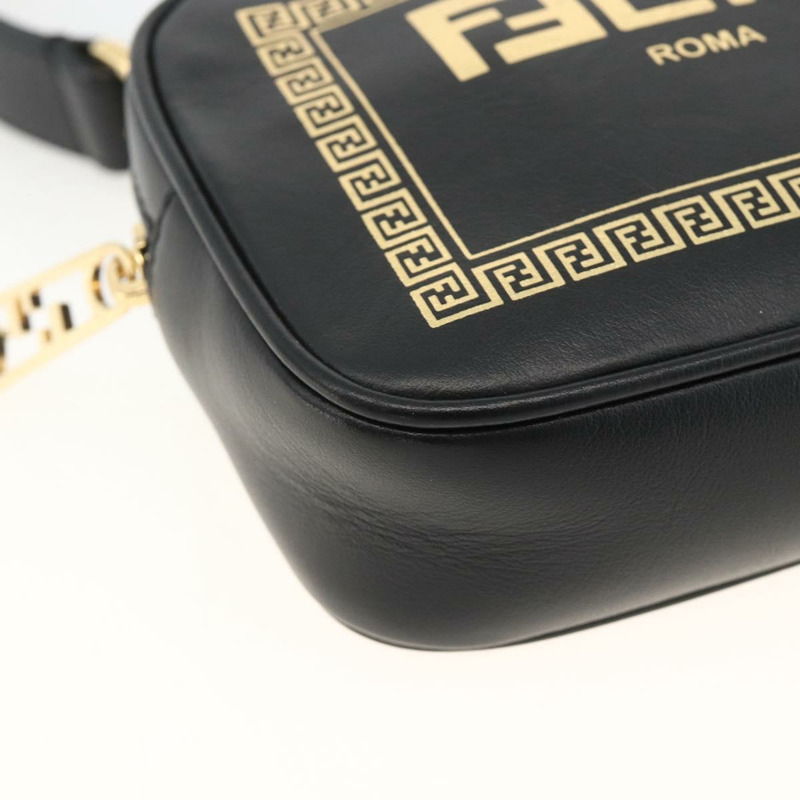 【日本直送】FENDI Versace 聯名背包，黑色金色皮革，正品 ka3101V-14