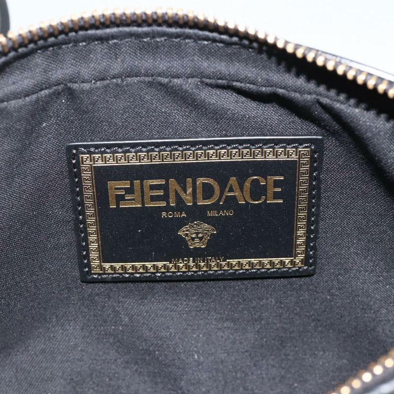 【日本直送】FENDI Versace 聯名背包，黑色金色皮革，正品 ka3101V-17
