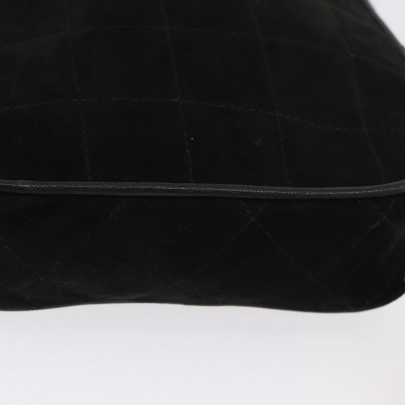 【日本直送】香奈兒 (CHANEL) 鏈條巧克力棒肩背包，黑色麂皮，金色雙C標誌，正品 LNZ606A-8