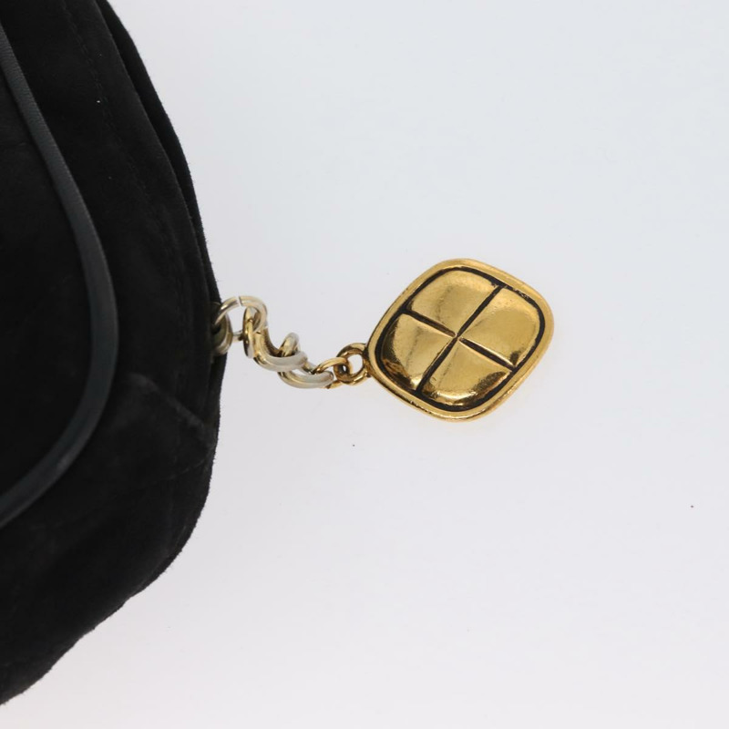 【日本直送】香奈兒 (CHANEL) 鏈條巧克力棒肩背包，黑色麂皮，金色雙C標誌，正品 LNZ606A-9