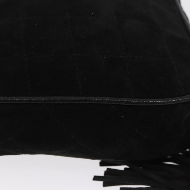 【日本直送】香奈兒 (CHANEL) 鏈條巧克力棒肩背包，黑色麂皮，金色雙C標誌，正品 LNZ606A-14