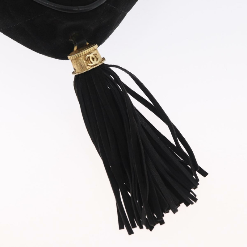 【日本直送】香奈兒 (CHANEL) 鏈條巧克力棒肩背包，黑色麂皮，金色雙C標誌，正品 LNZ606A-16