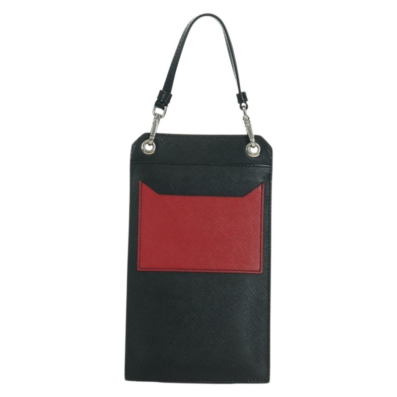 【日本直送】PRADA Robot 單肩包 Safiano 皮革 2way 黑色銀色 Auth AMZ460SAV-1