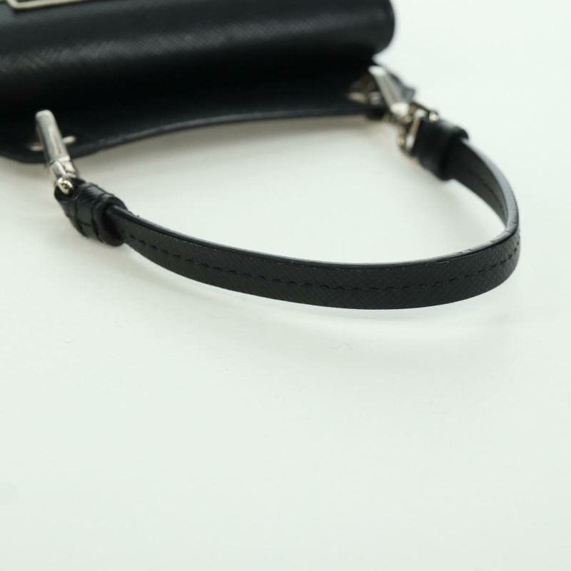 【日本直送】PRADA Robot 單肩包 Safiano 皮革 2way 黑色銀色 Auth AMZ460SAV-6