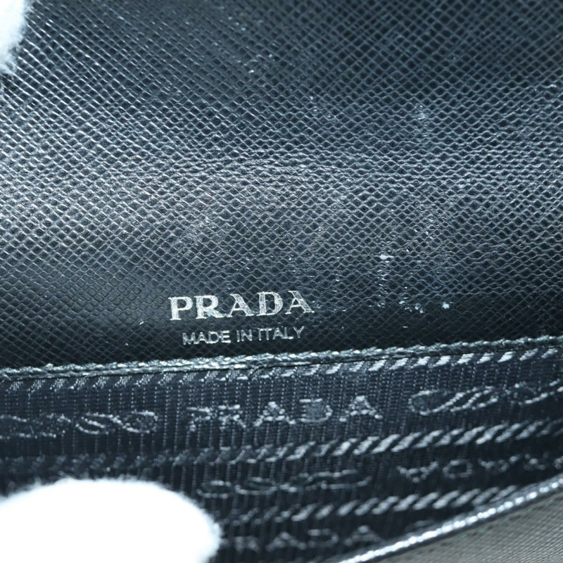 【日本直送】PRADA Robot 單肩包 Safiano 皮革 2way 黑色銀色 Auth AMZ460SAV-9