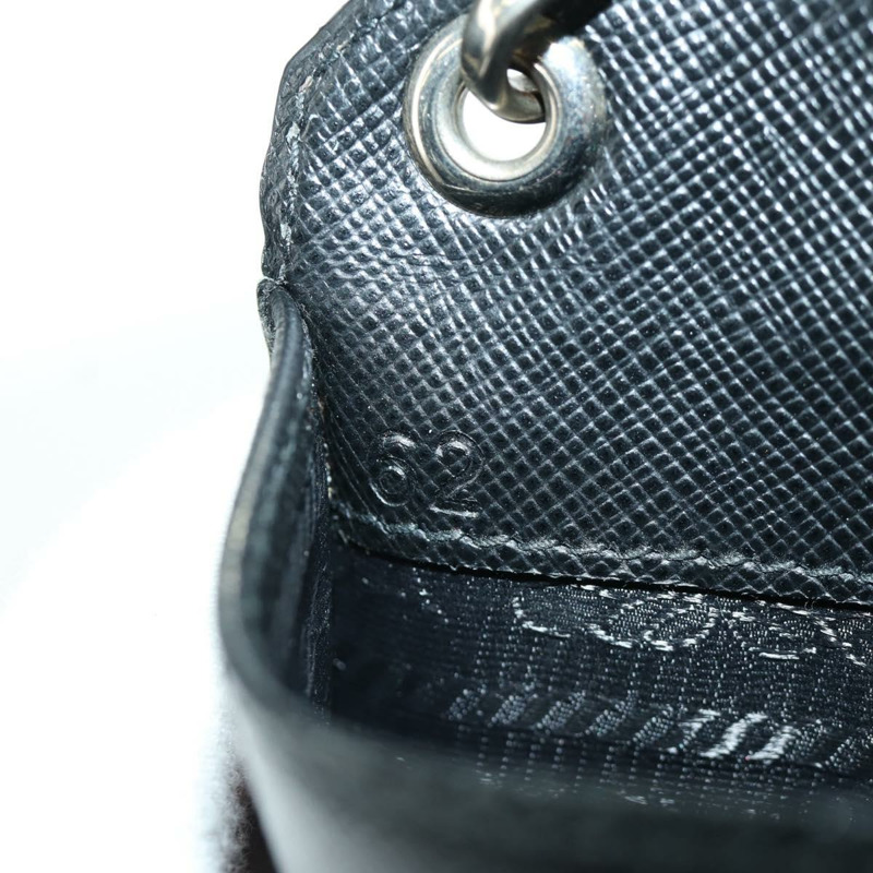 【日本直送】PRADA Robot 單肩包 Safiano 皮革 2way 黑色銀色 Auth AMZ460SAV-11