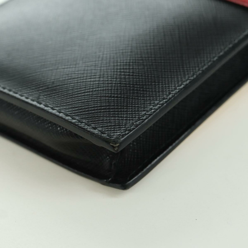 【日本直送】PRADA Robot 單肩包 Safiano 皮革 2way 黑色銀色 Auth AMZ460SAV-15