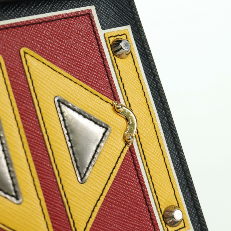 【日本直送】PRADA Robot 單肩包 Safiano 皮革 2way 黑色銀色 Auth AMZ460SAV-16