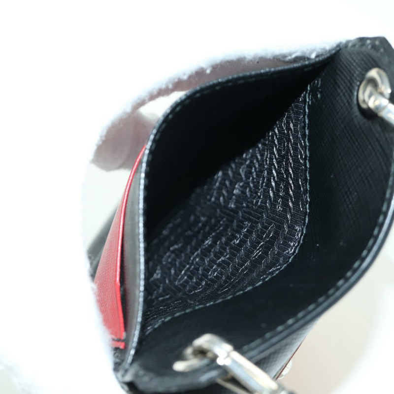 【日本直送】PRADA Robot 單肩包 Safiano 皮革 2way 黑色銀色 Auth AMZ460SAV-21