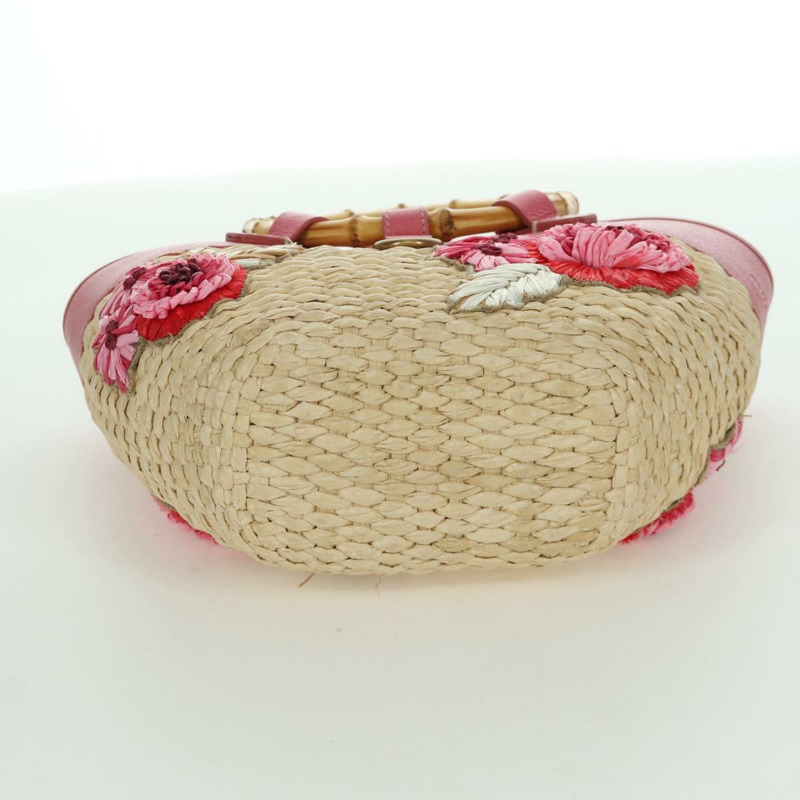 【日本直送】Miu Miu 粉紅金色拉菲草手提包 正品 AMZ060V-6