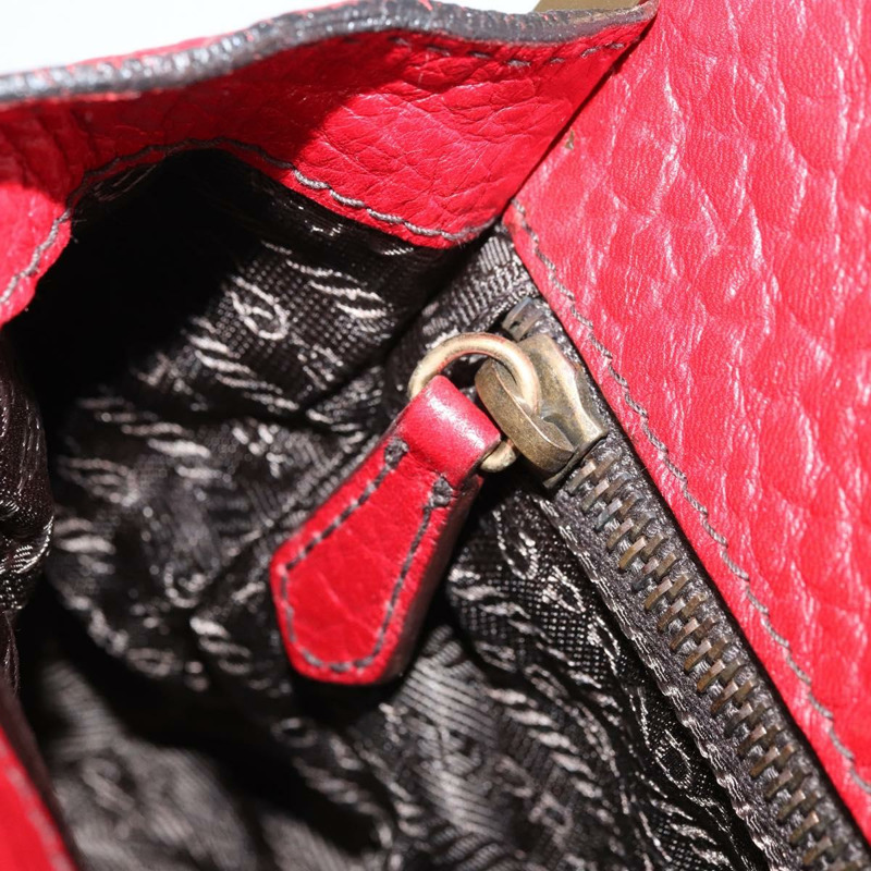 【日本直送】PRADA 手提包 皮革 紅色 金色 正品 AMZ057A-21