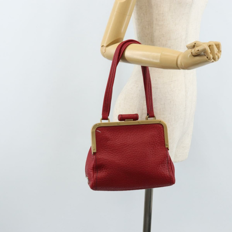 【日本直送】PRADA 手提包 皮革 紅色 金色 正品 AMZ057A-24